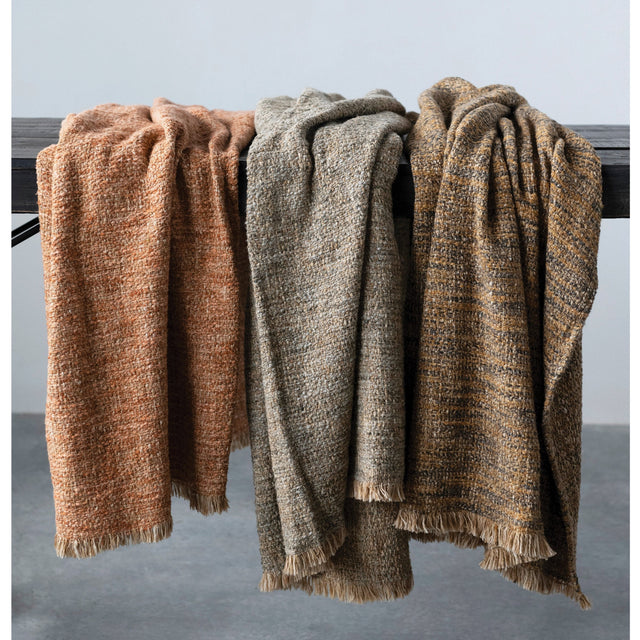 WOVEN MELANGE BOUCLE COTTON THROW