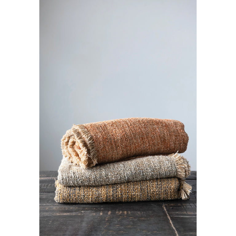 WOVEN MELANGE BOUCLE COTTON THROW