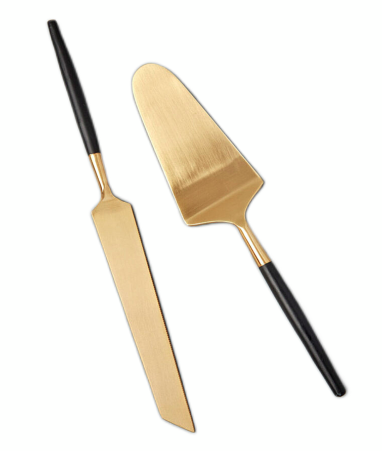GOLD & BLACK CAKE SERVING SET
