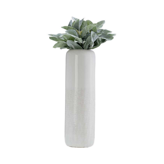 WHITE GROOVED VASE