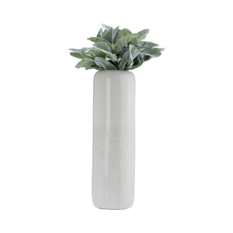 WHITE GROOVED VASE