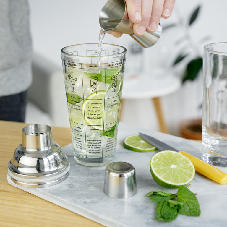 GLASS RECIPE SHAKER