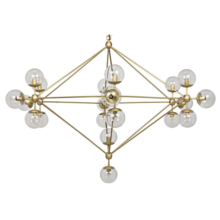 PLUTO CHANDELIER ANTIQUE BRASS LIGHT