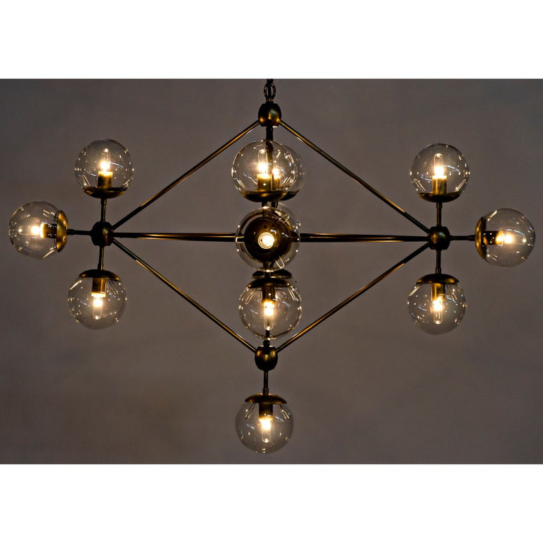 PLUTO CHANDELIER ANTIQUE BRASS LIGHT