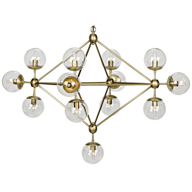 PLUTO CHANDELIER ANTIQUE BRASS LIGHT