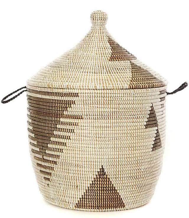 BLACK & WHITE DIAMOND CATHEDRAL BASKET (SENEGAL) | STORAGE