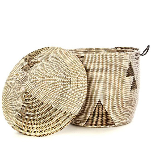 BLACK & WHITE DIAMOND CATHEDRAL BASKET (SENEGAL) | STORAGE