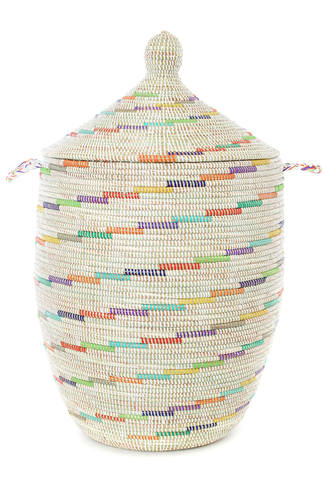 WHITE RAINBOW SWIRL BASKETS 26" (SENEGAL)