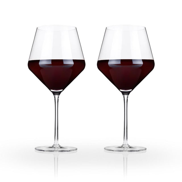 ANGLED CRYSTAL BURGUNDY GLASSES | COCKTAIL