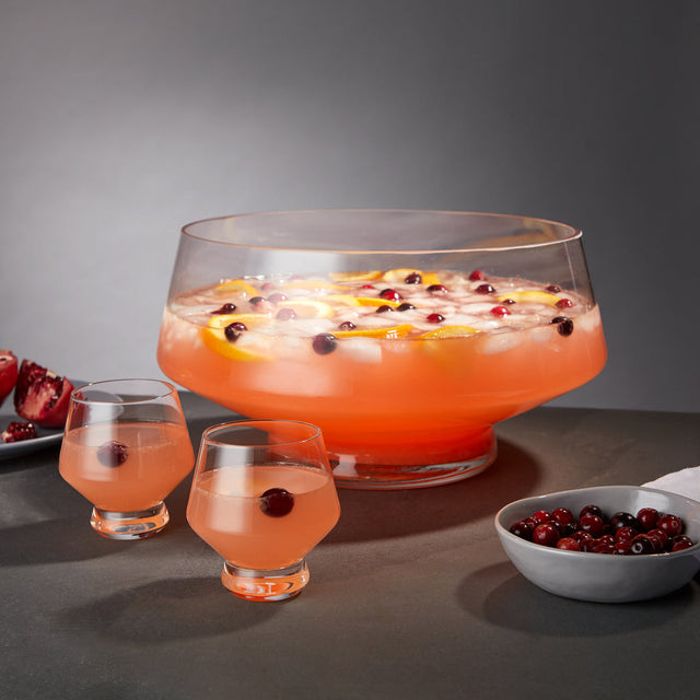 FOOTED PUNCH TUMBLERS & BOWL