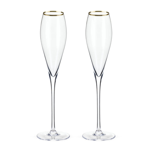 GOLD RIMMED CRYSTAL CHAMPAGNE FLUTES
