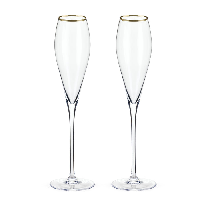 GOLD RIMMED CRYSTAL CHAMPAGNE FLUTES