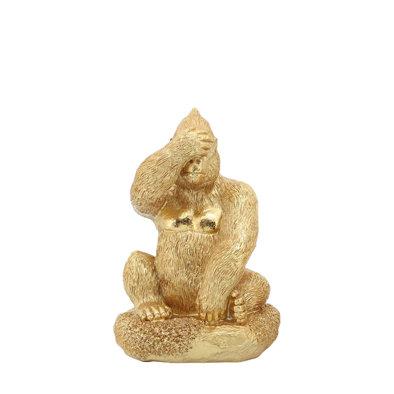 HEAR, SPEAK, SEE NO EVIL GORILLAS, GOLD | FIGURINE