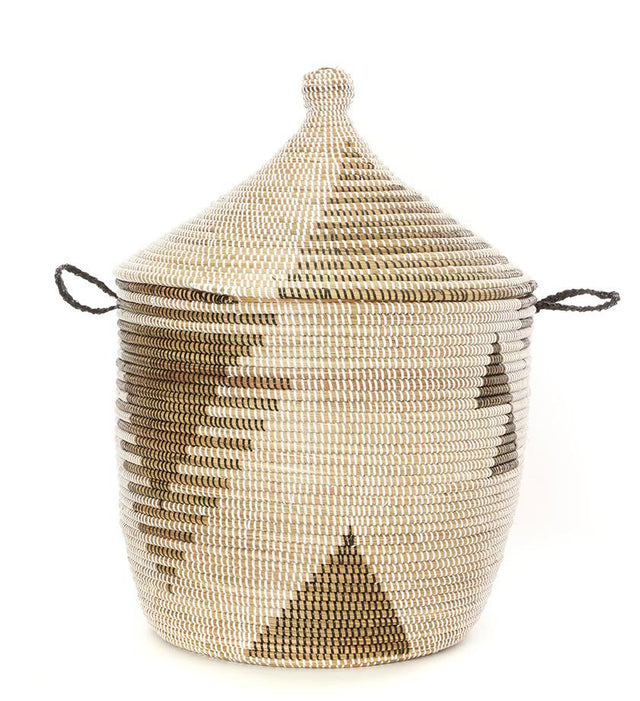 BLACK & WHITE DIAMOND CATHEDRAL BASKET (SENEGAL) | STORAGE