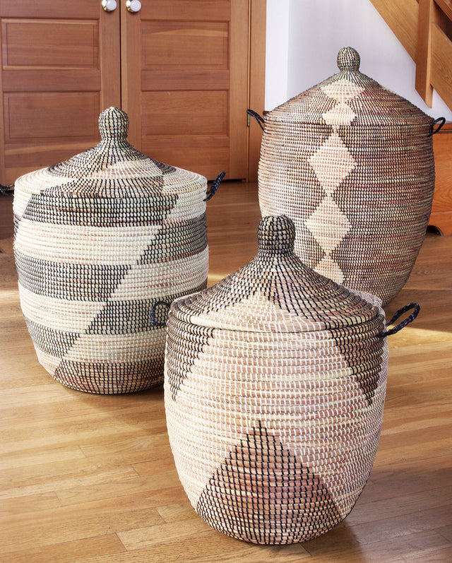 DARK & LIGHT PATTERN BASKETS (SENEGAL) | STORAGE