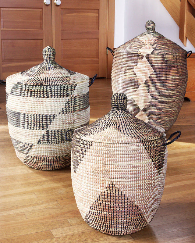 DARK & LIGHT PATTERN BASKETS (SENEGAL) | STORAGE