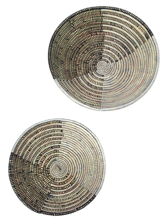 BLACK & SILVER DELTA BASKETS (RWANDA) | WALL DECOR