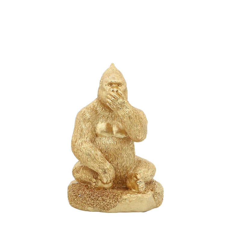 HEAR, SPEAK, SEE NO EVIL GORILLAS, GOLD | FIGURINE