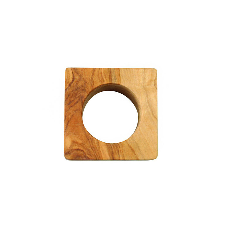 OLIVE WOOD SQUARE NAPKIN RINGS | ENTERTAINING
