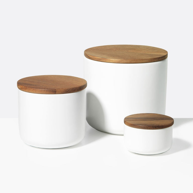 ACACIA LID BLACK STONEWARE | CONTAINER