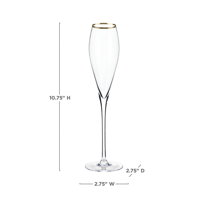 GOLD RIMMED CRYSTAL CHAMPAGNE FLUTES