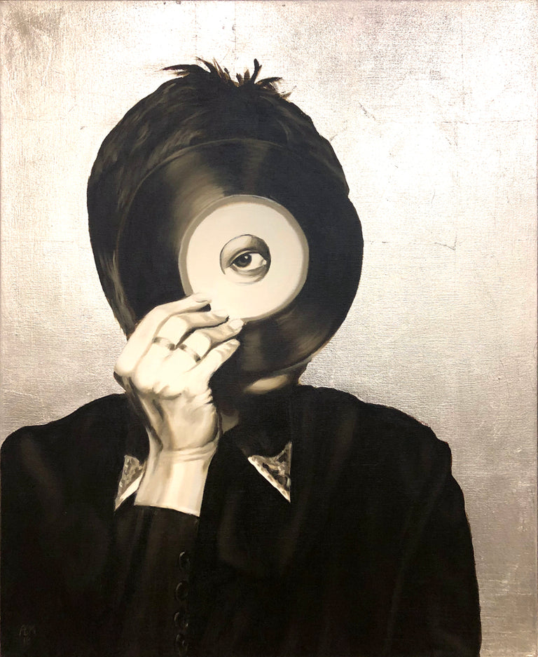 WOMAN HOLDING 45 by Paul Morin