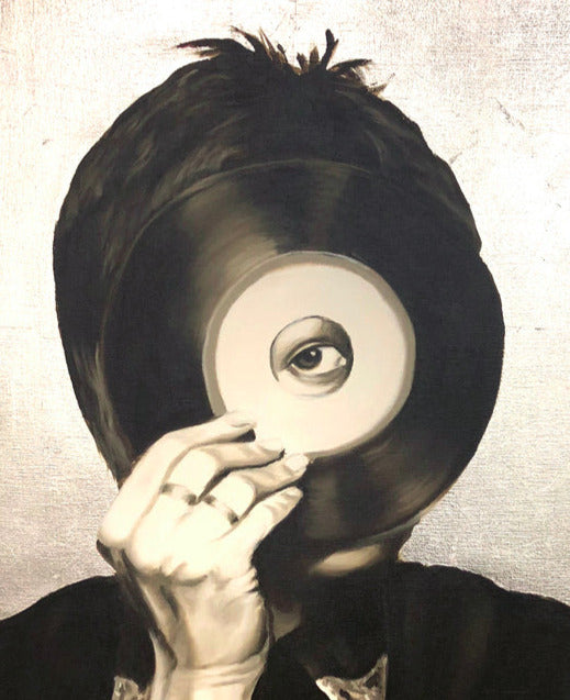 WOMAN HOLDING 45 by Paul Morin