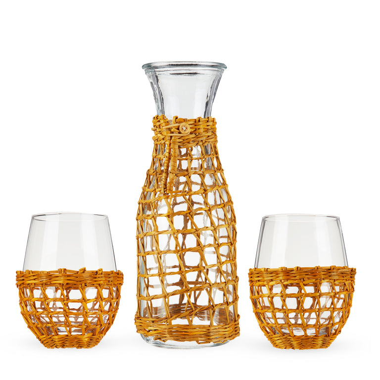 ISLAND CARAFE & STEMLESS WINE GLASS SET