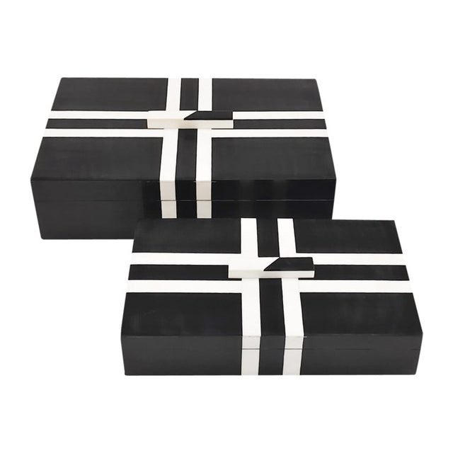 BLACK/WHITE MARBLE CROSS BOXES