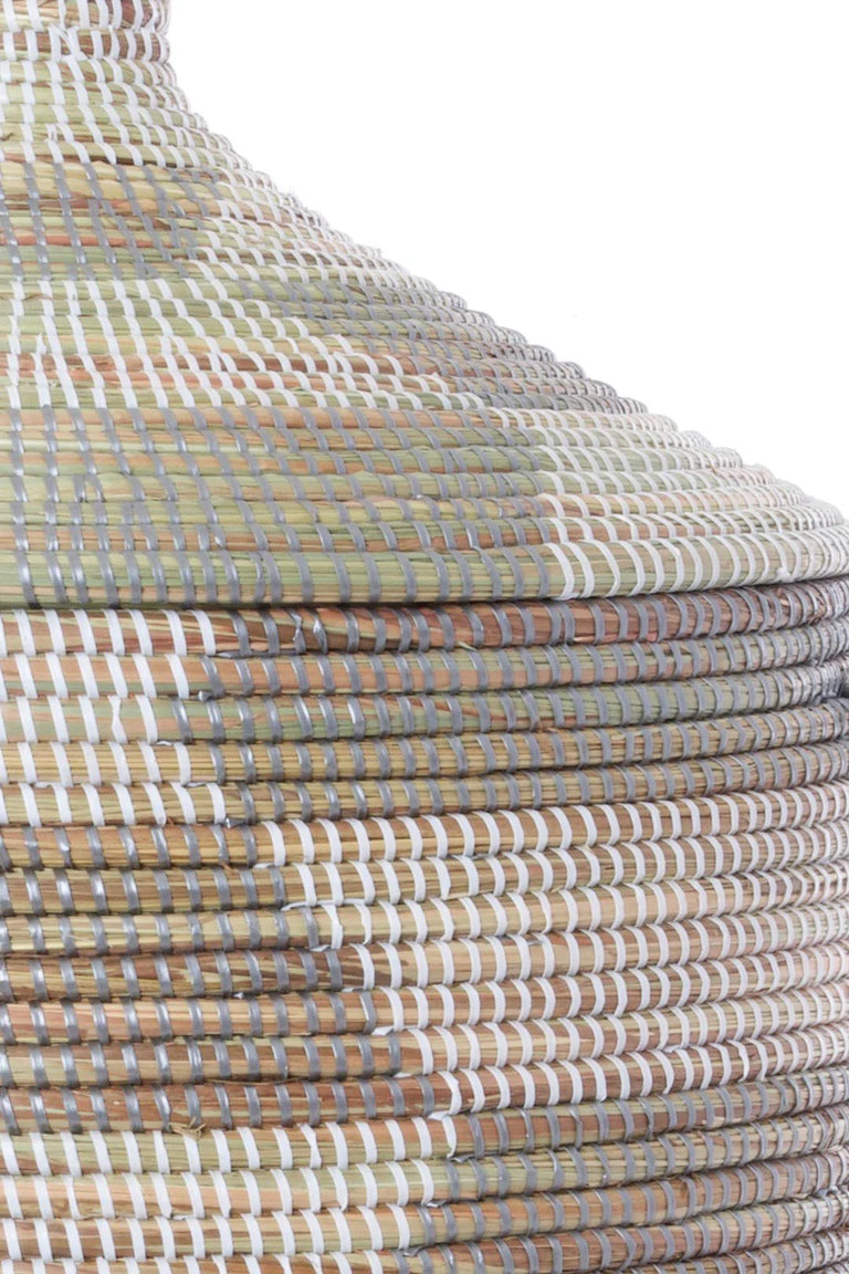 SILVER & WHITE HERRINGBONE BASKETS (SENEGAL)