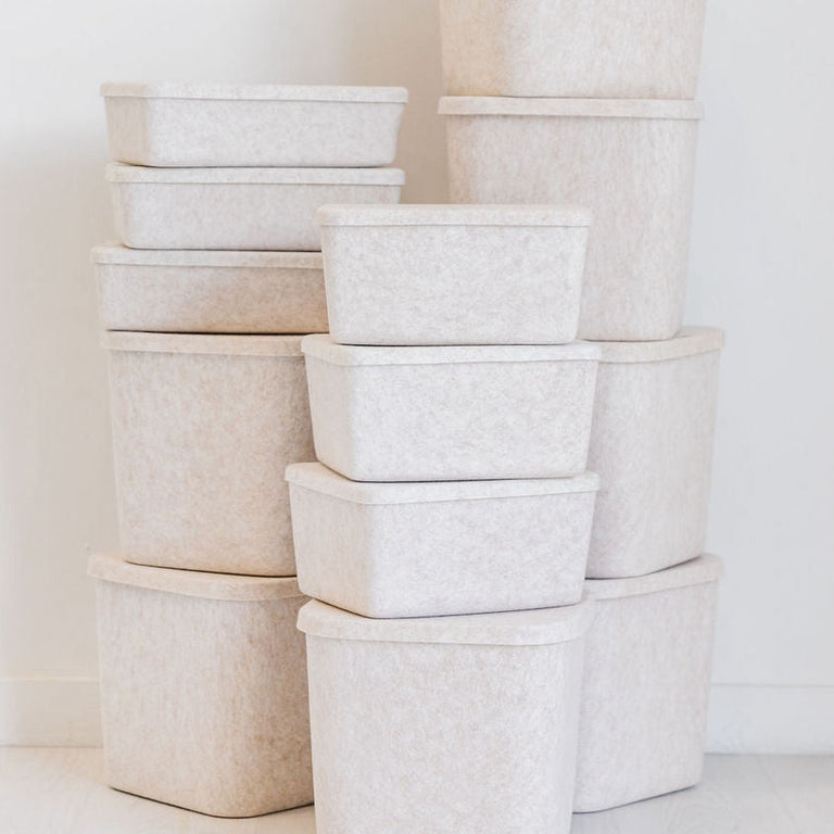 The Sculpted Bin - Wide with Lid | Set of 3 | STORAGE