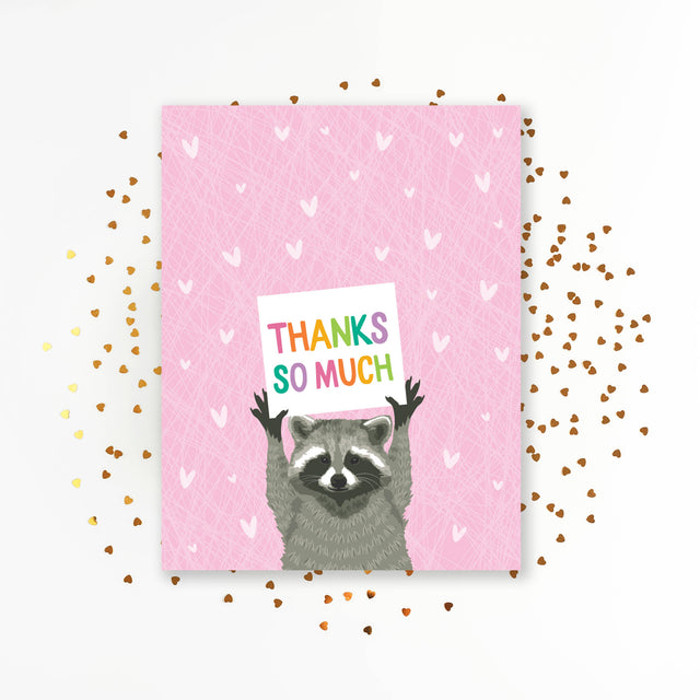 RACCOON THANK YOU SIGN CARD | CARDS