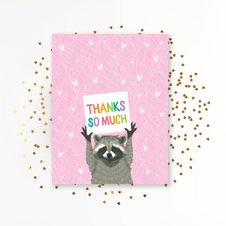 RACCOON THANK YOU SIGN CARD | CARDS