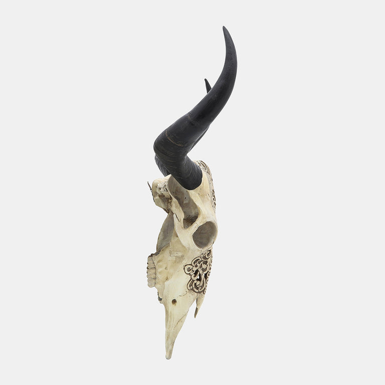 CARVED FAUX BULL SKULL | WALL DECOR