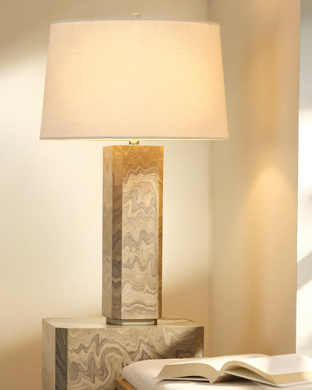 CANYON TABLE LAMP, SAND WOOD VENEER