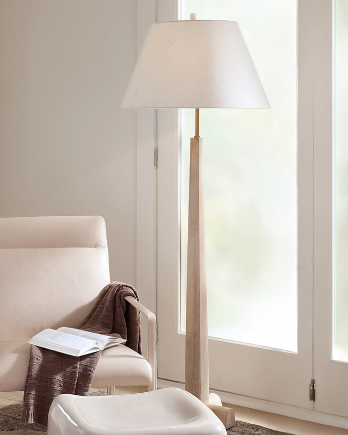 CHARLESTON FLOOR LAMP, WHITE WASHED WOOD