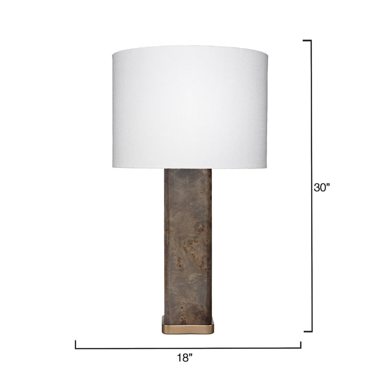 PRESTON TABLE LAMP, BURL WOOD