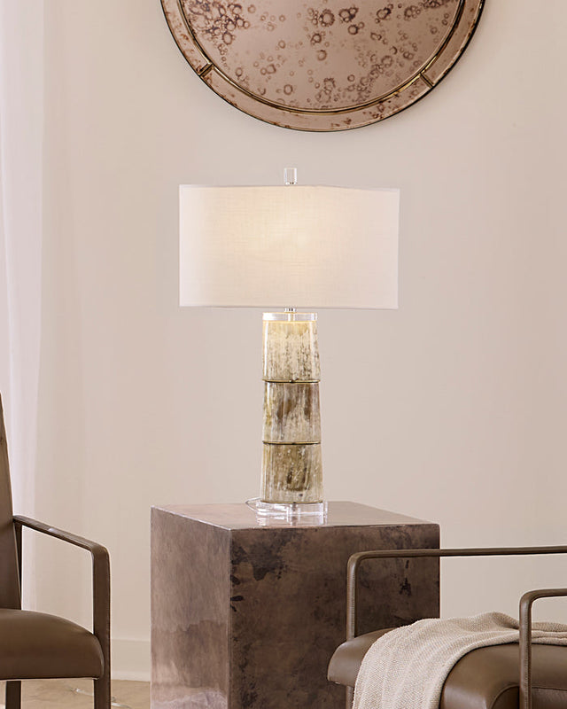 STAG TABLE LAMP, CREAM STACKED HORN