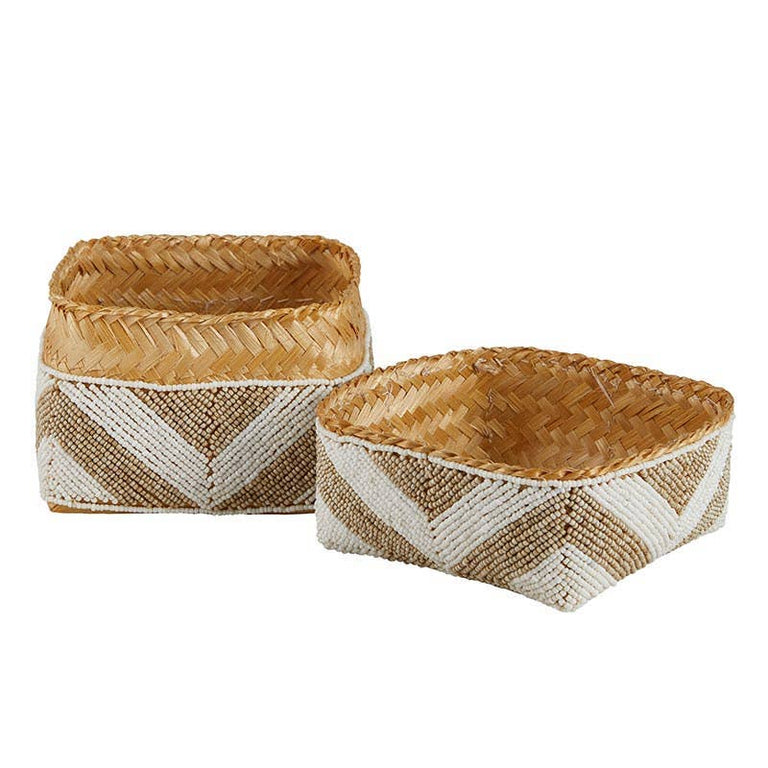 SAND PATTERNED BEADED BASKETS | STORAGE