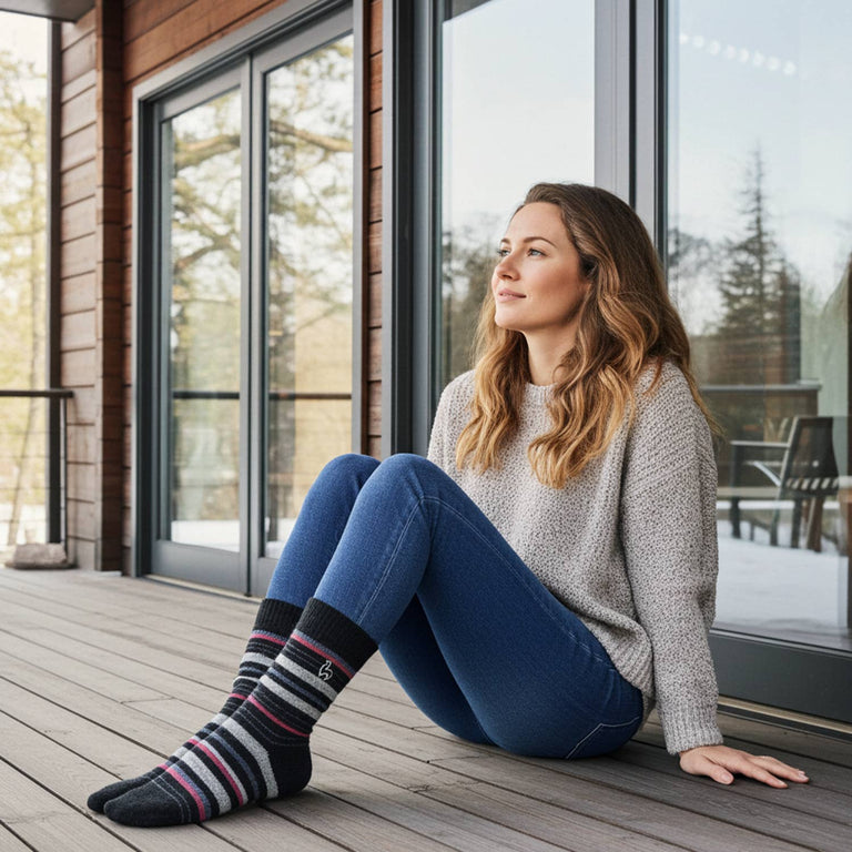 ALPACA SOCKS • STRIPE • MAUVE | APPAREL