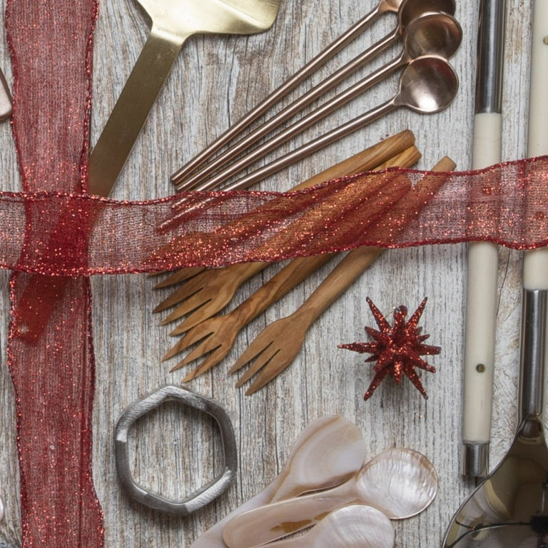 OLIVE WOOD COCKTAIL FORKS, SET OF 4 | SERVING UTENSILS
