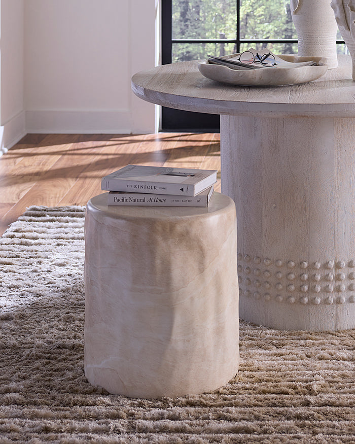 CEDAR SIDE TABLE, MARBLED GREY