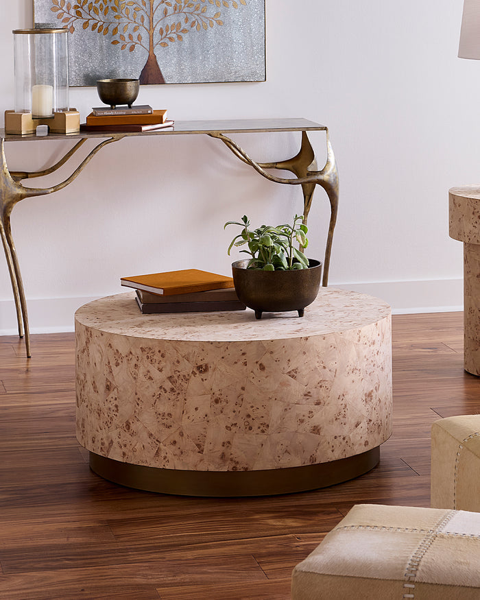 CONFIGURATION COFFEE TABLE, BLEACHED BURL WOOD