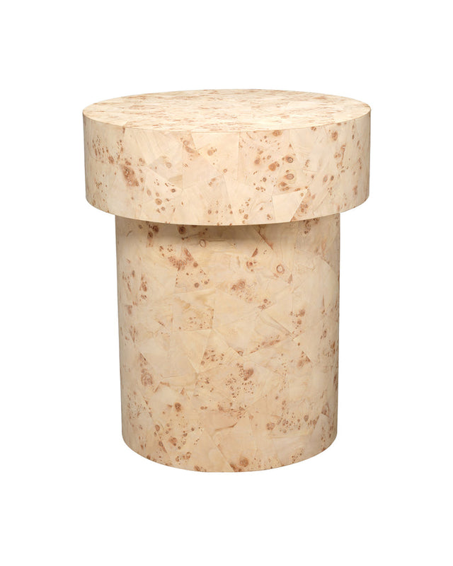 CONFIGURATION SIDE TABLE, BLEACHED BURL WOOD