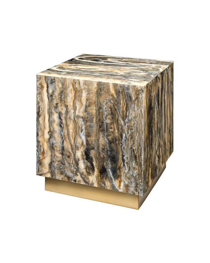 CUBE SIDE TABLE, 
DRIPPED RESIN
