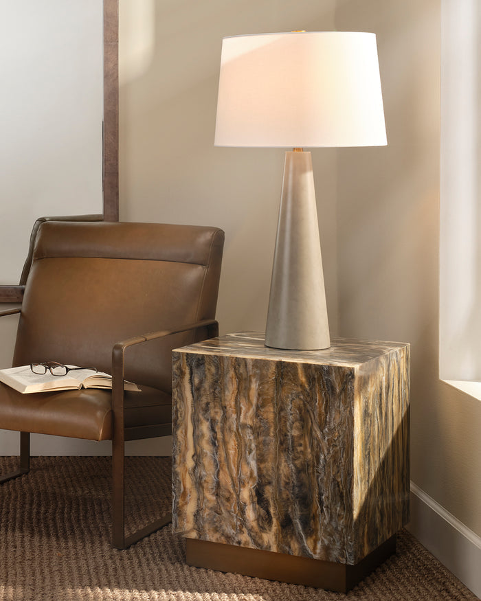 CUBE SIDE TABLE, 
WARM GREY VELLUM