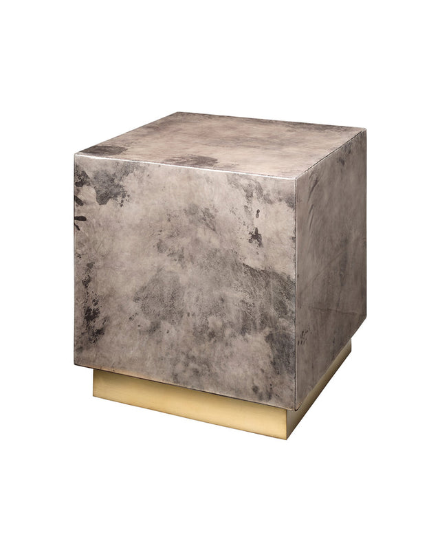 CUBE SIDE TABLE, 
WARM GREY VELLUM