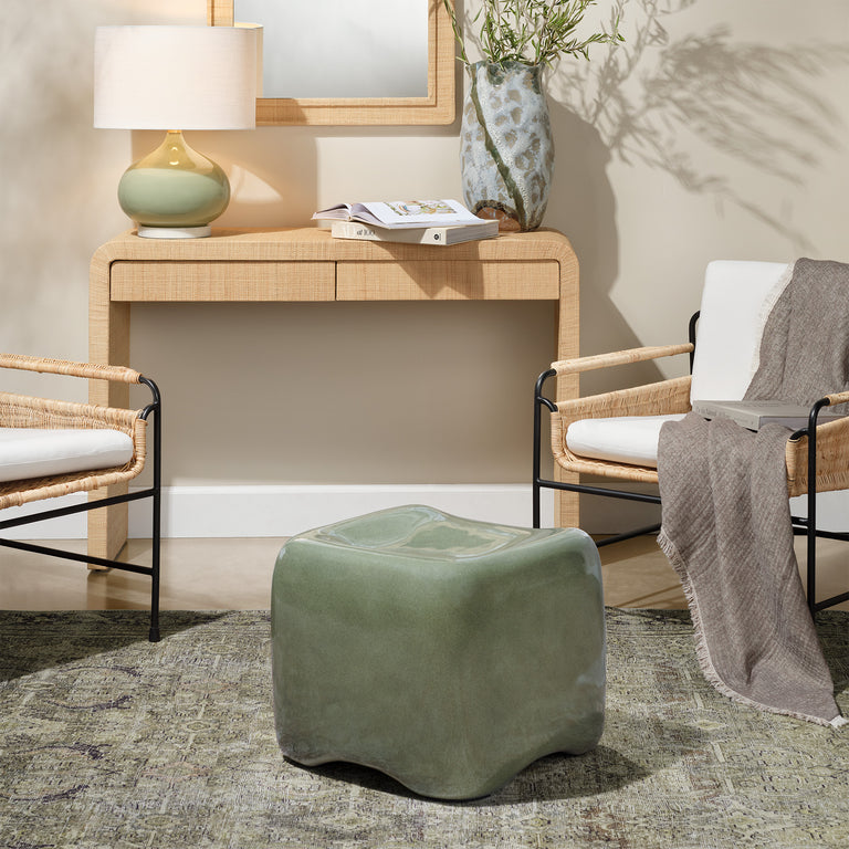 CUSHION CONCRETE STOOL, OLIVE