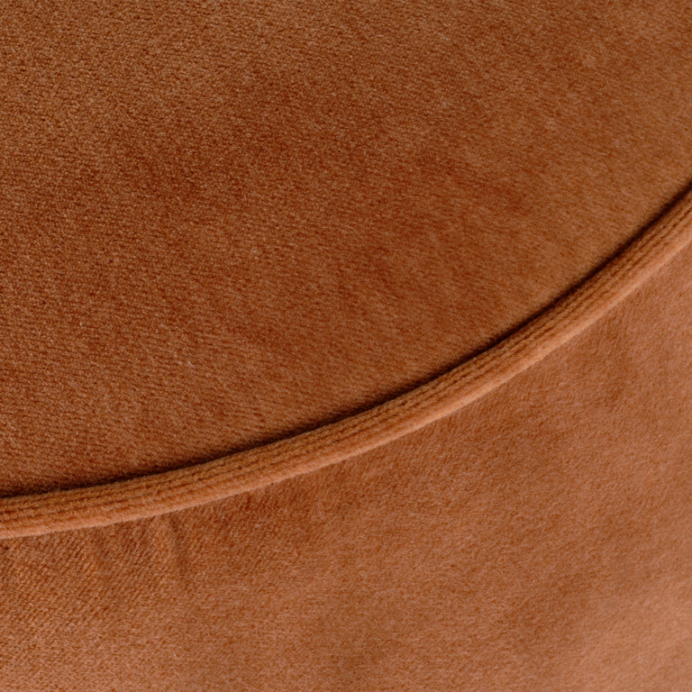 BENCH, TERRACOTTA VELVET AND BROWN SUGAR OAK