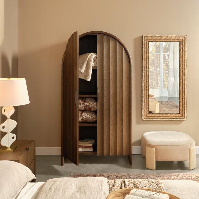 FLUTED ARCHED CABINET, SUGAR OAK